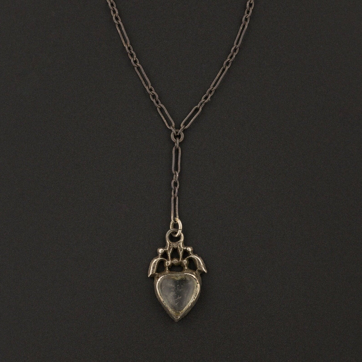RESERVED for B. - Silver &amp; Marcasite Heart Necklace | Antique Heart Necklace - Trademark Antiques