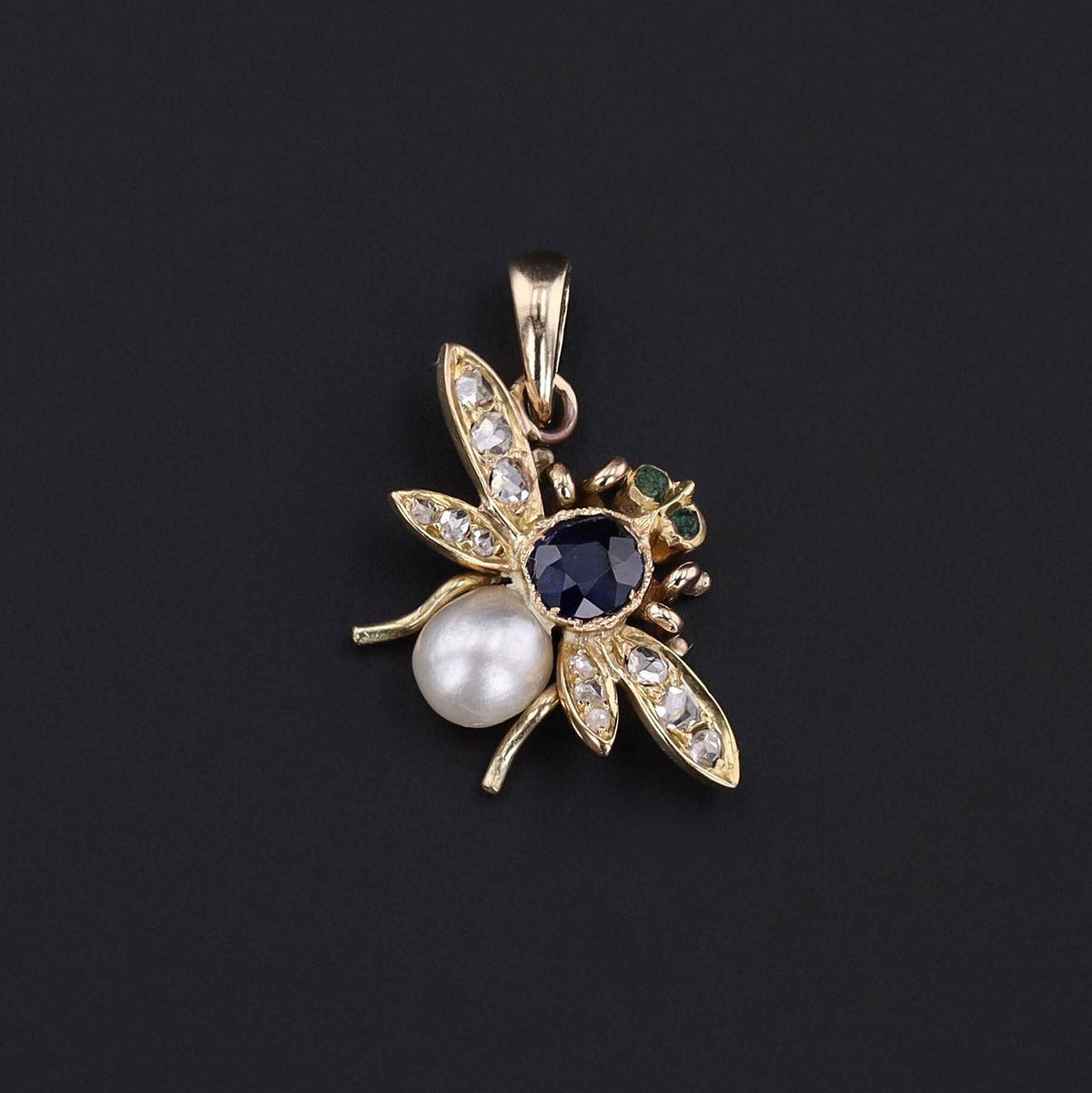 RESERVED for C. - Antique Insect Conversion Pendant of 14k Gold - Trademark Antiques