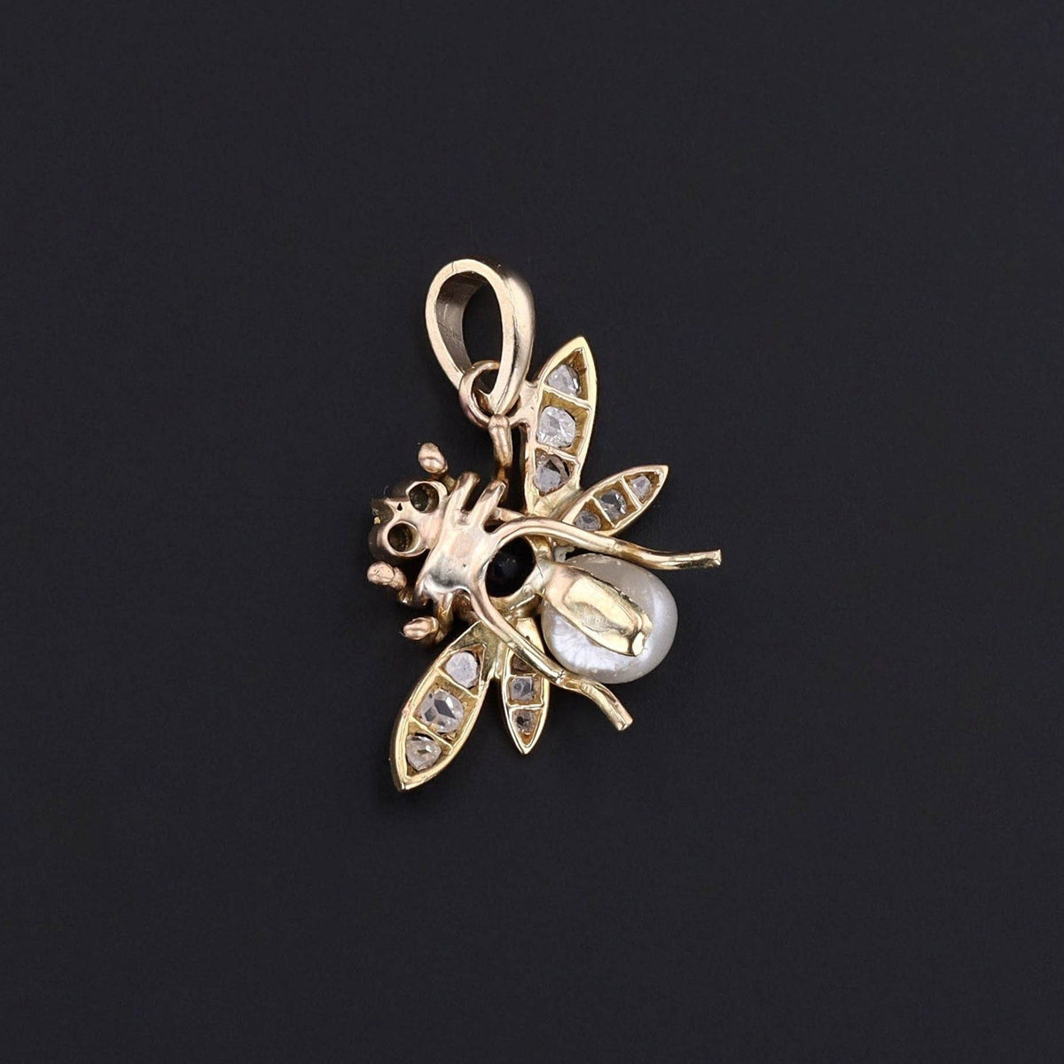 RESERVED for C. - Antique Insect Conversion Pendant of 14k Gold - Trademark Antiques