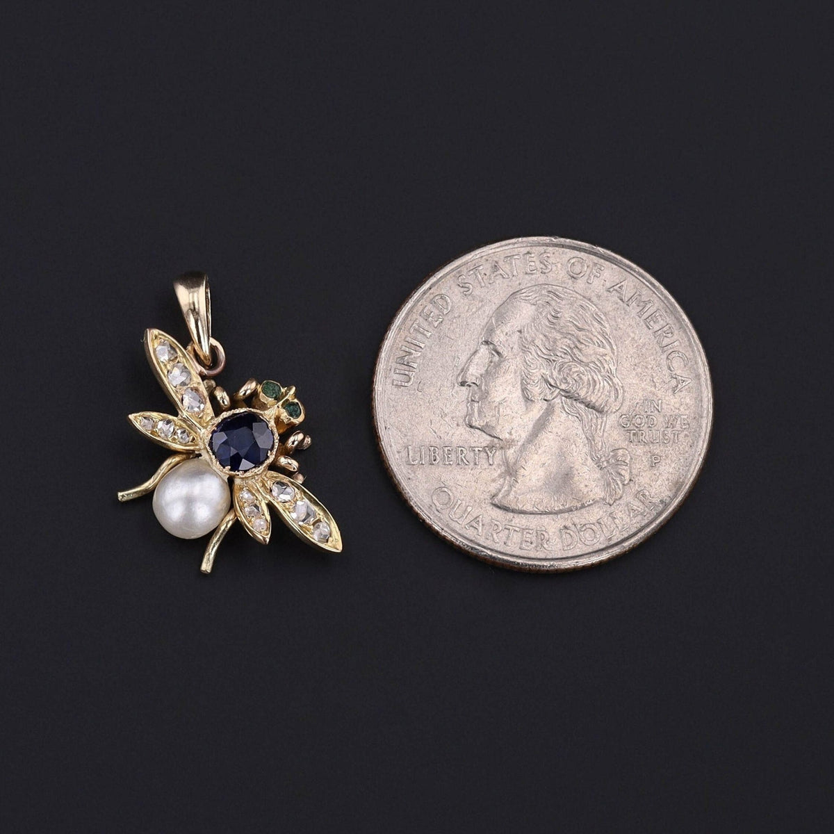 RESERVED for C. - Antique Insect Conversion Pendant of 14k Gold - Trademark Antiques