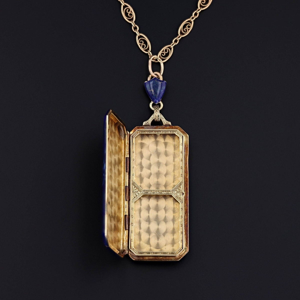RESERVED for F - Antique Enamel Locket Pendant of 14k Gold - Trademark Antiques