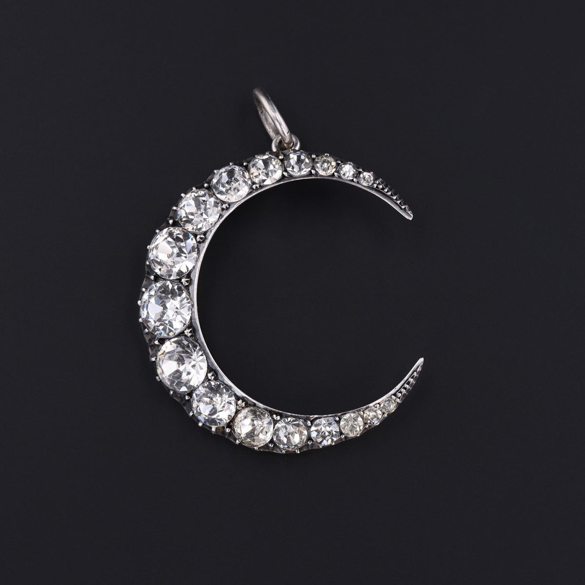 RESERVED for J. - Antique Paste Glass Crescent Moon Pendant | Sterling Silver Paste Pendant - Trademark Antiques