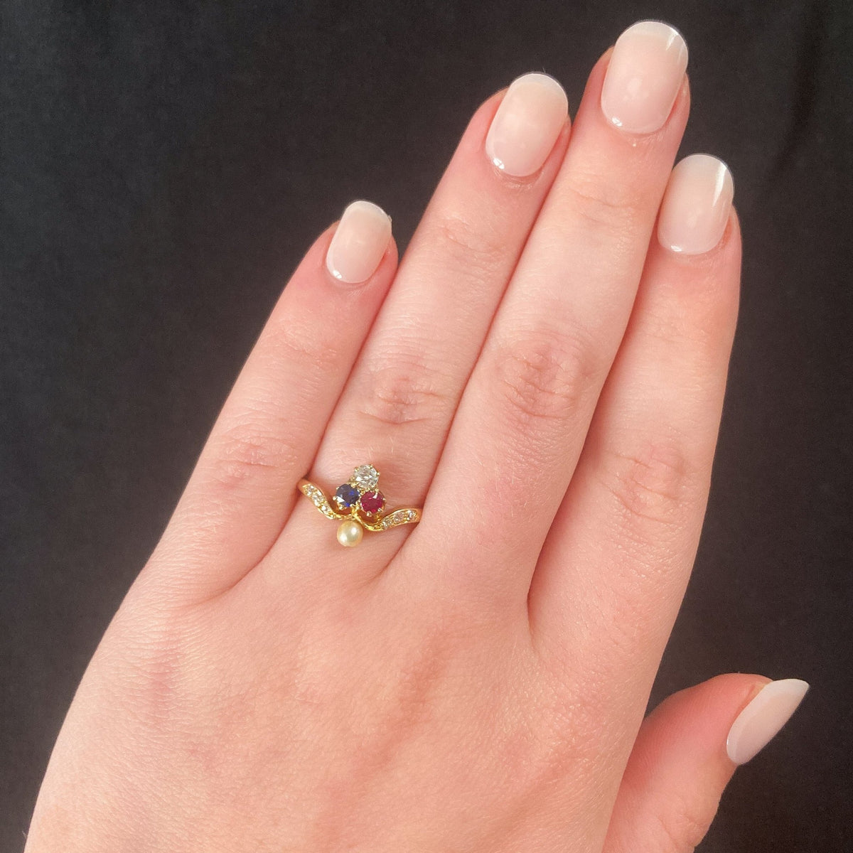 RESERVED for J - Antique Victorian Gemstone Ring of 18k Gold - Trademark Antiques