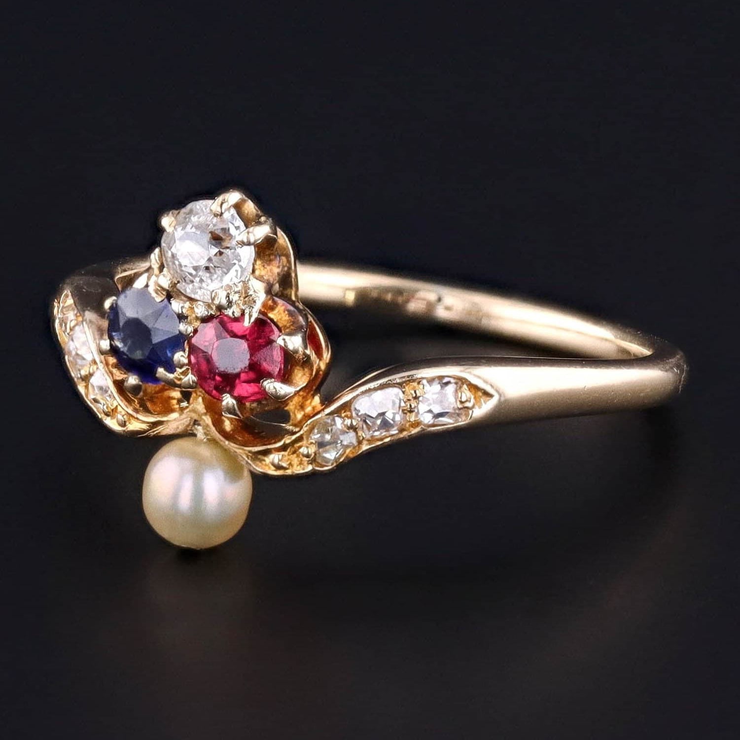 RESERVED for J - Antique Victorian Gemstone Ring of 18k Gold - Trademark Antiques
