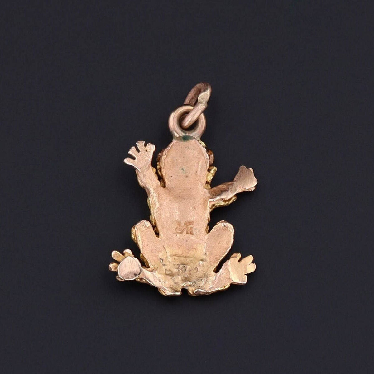 RESERVED for K. - Frog Charm | Vintage Gold Nugget Frog Charm - Trademark Antiques