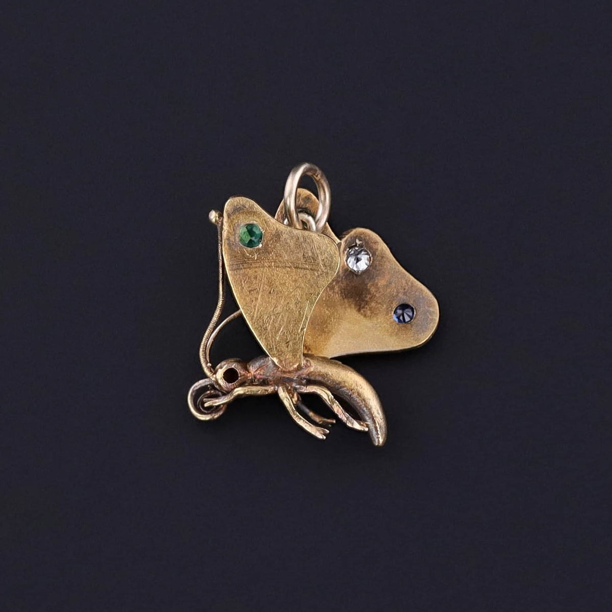 RESERVED for L - Antique Butterfly Charm of 14k Gold - Trademark Antiques