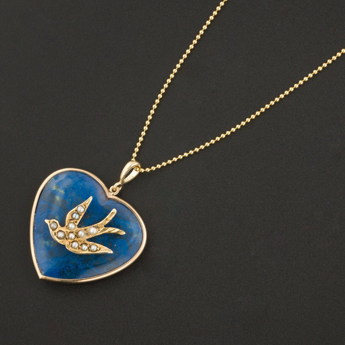 RESERVED FOR M. = Lapis Bird Conversion Pendant of 14k Gold - Trademark Antiques