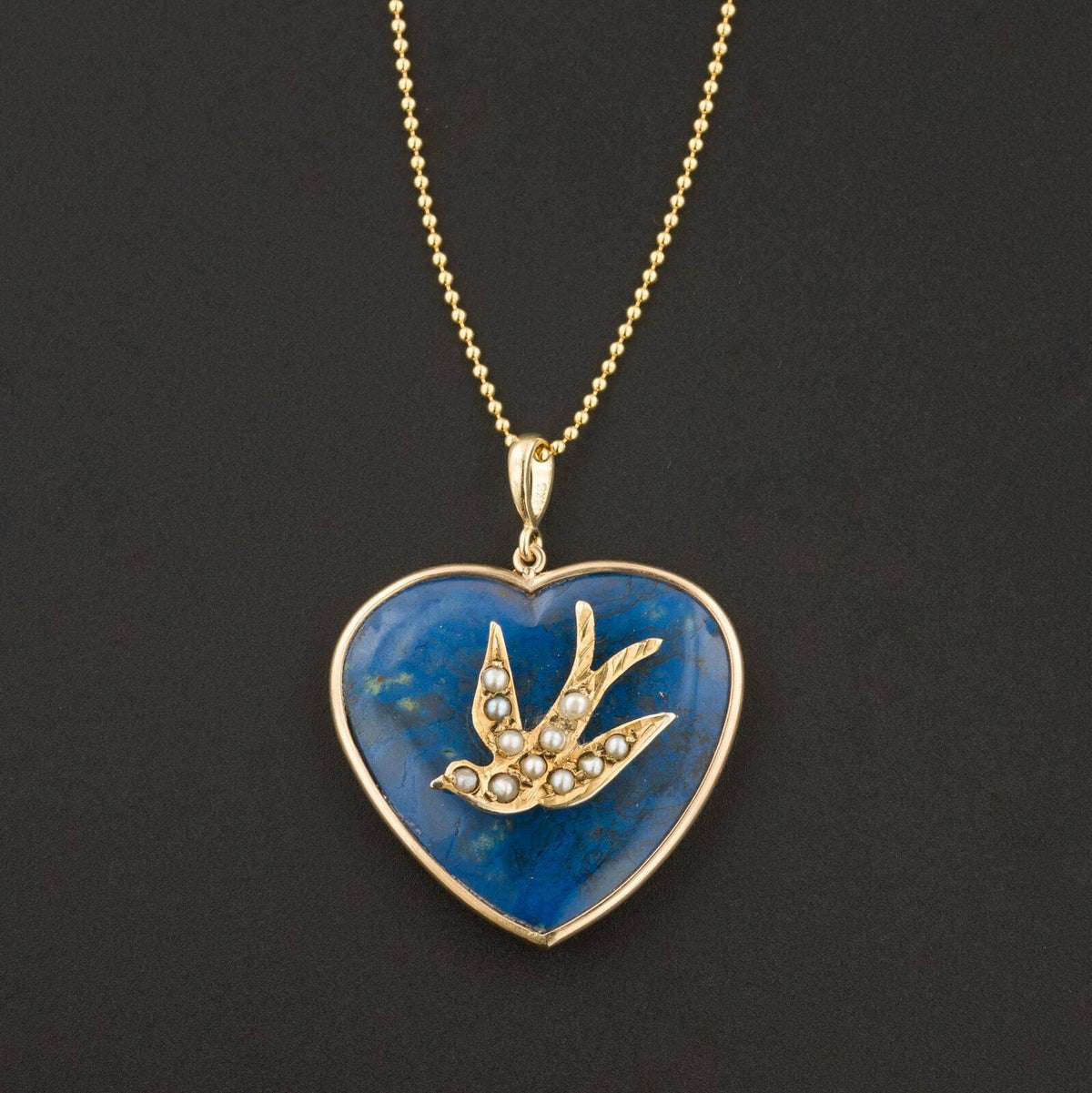 RESERVED FOR M. = Lapis Bird Conversion Pendant of 14k Gold - Trademark Antiques