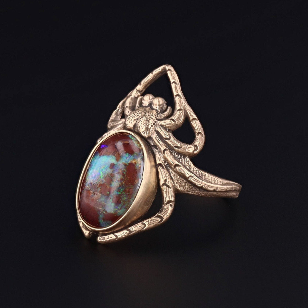 RESERVED for M. - Spider Ring | 14k Gold Boulder Opal Spider Ring - Trademark Antiques