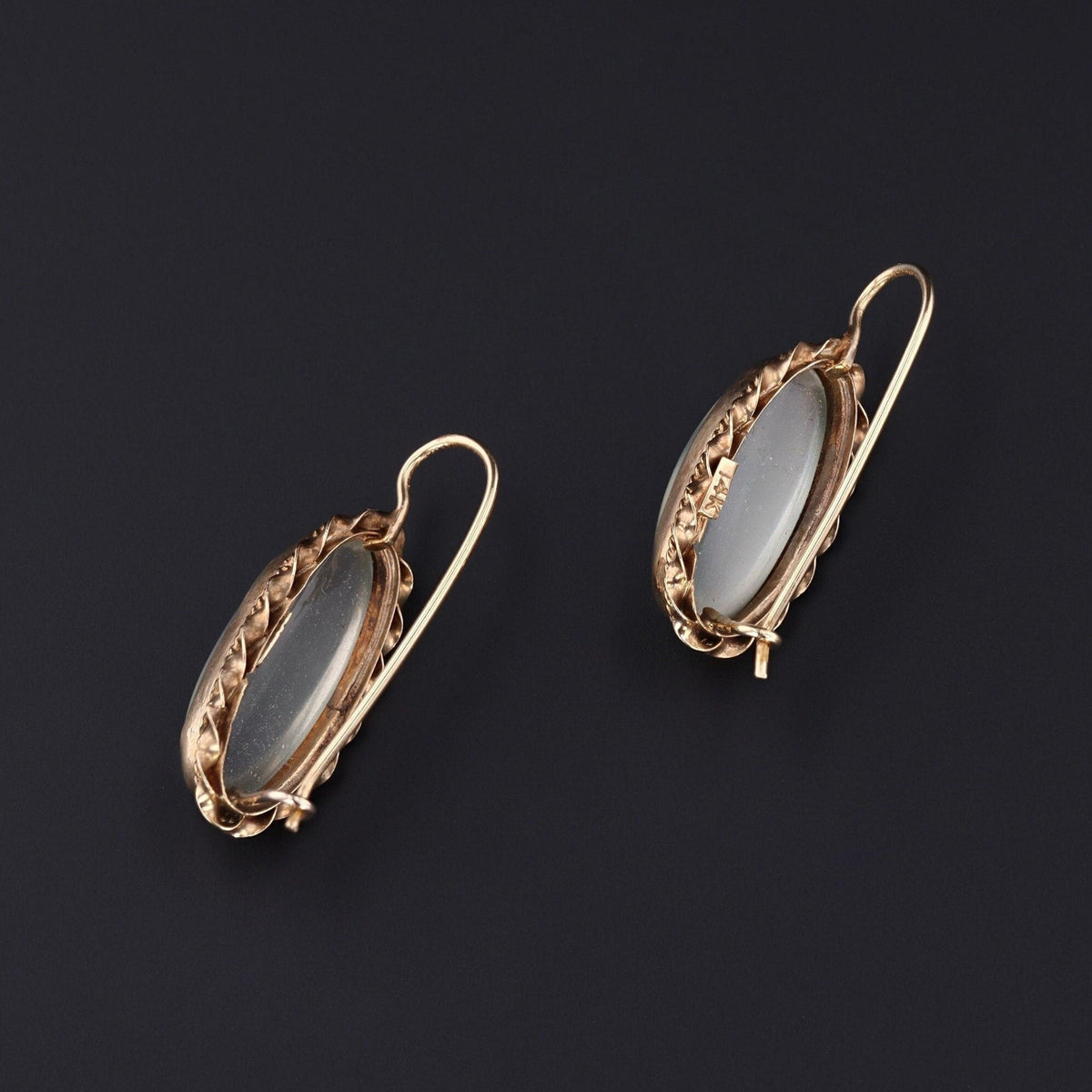 RESERVED for N. - Antique Moonstone Earrings of 14k Gold - Trademark Antiques