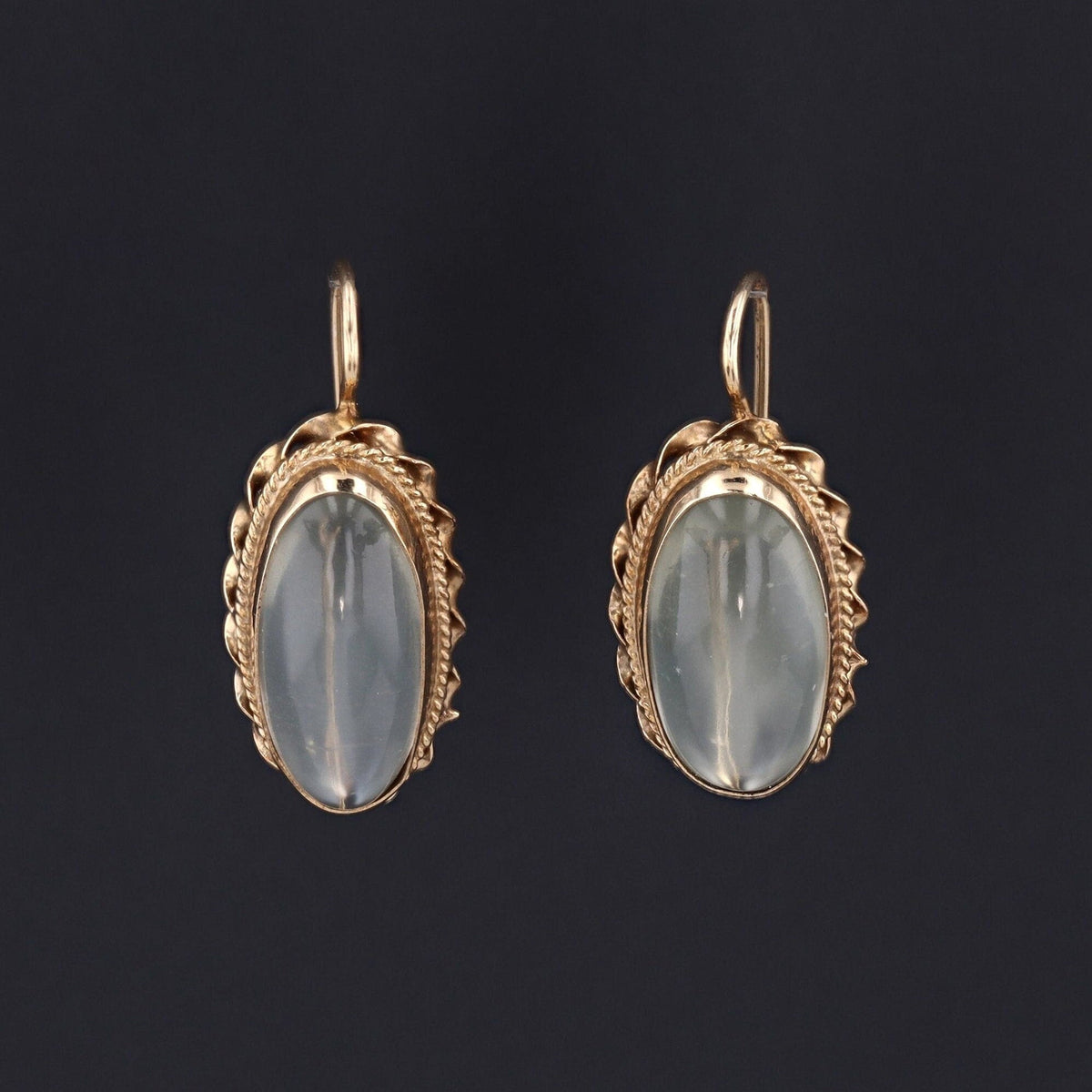 RESERVED for N. - Antique Moonstone Earrings of 14k Gold - Trademark Antiques