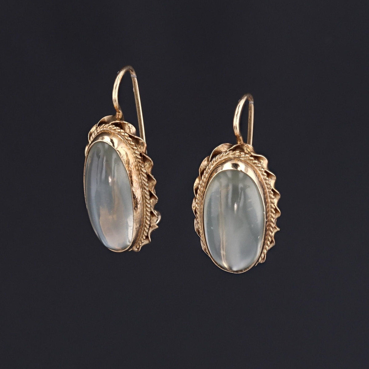 RESERVED for N. - Antique Moonstone Earrings of 14k Gold - Trademark Antiques