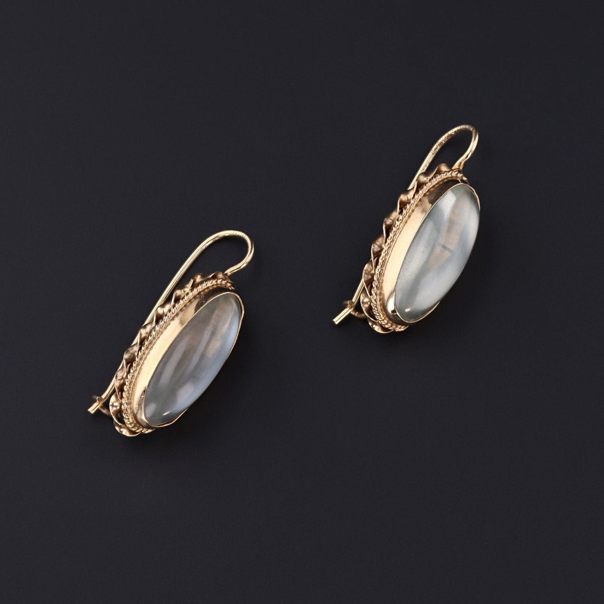 RESERVED for N. - Antique Moonstone Earrings of 14k Gold - Trademark Antiques