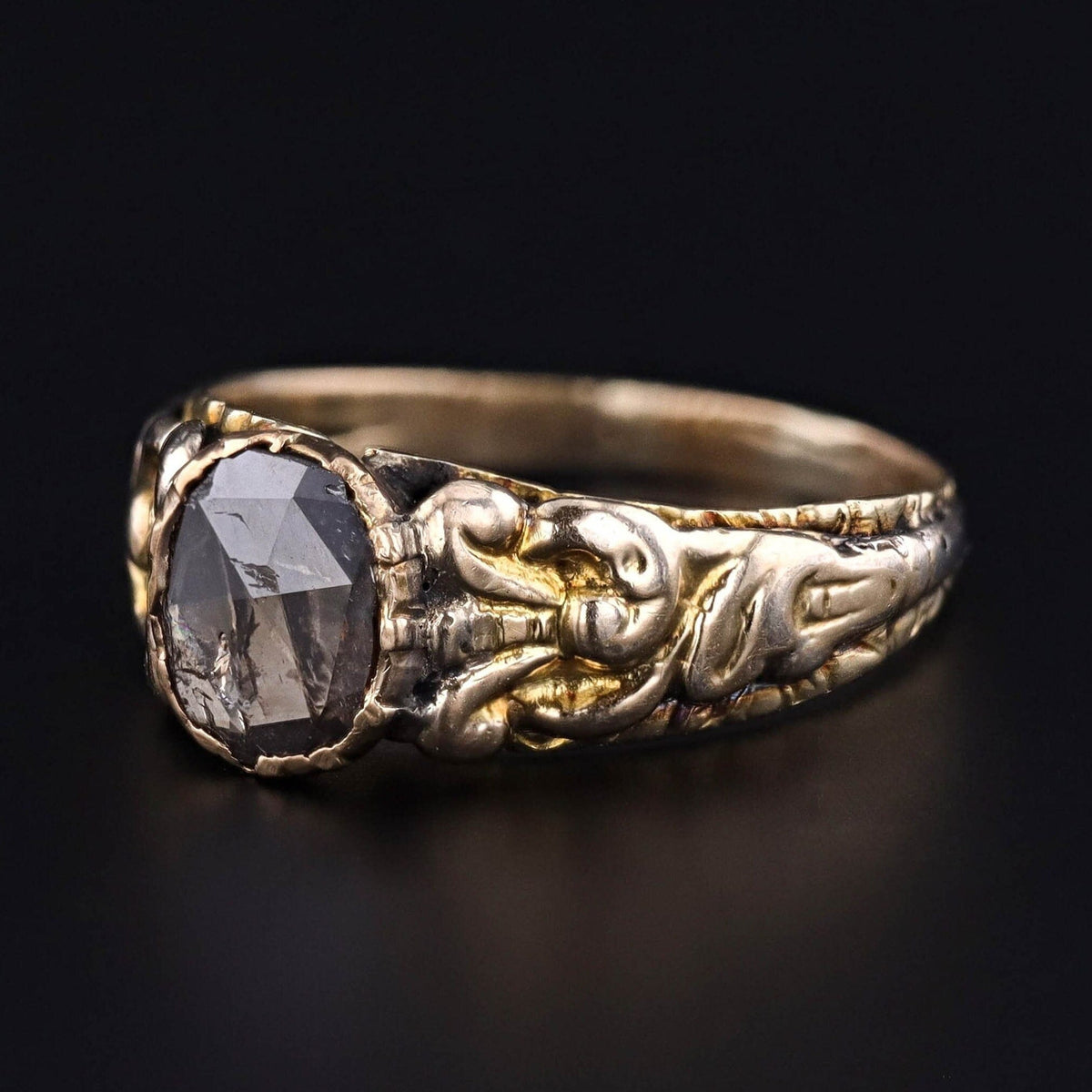 RESERVED for N. - Georgian Rose Cut Diamond Ring of 14k Gold - Trademark Antiques
