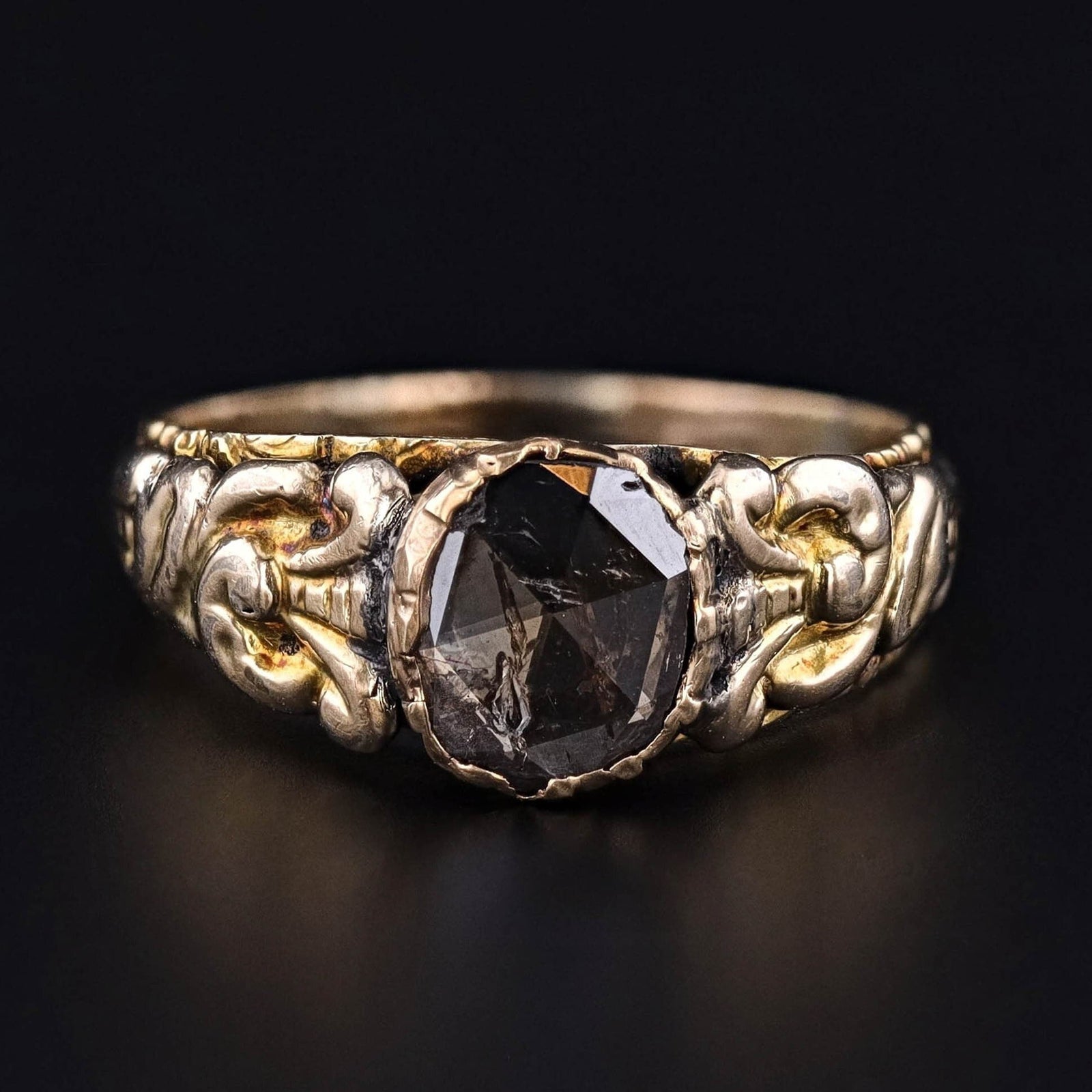 RESERVED for N. - Georgian Rose Cut Diamond Ring of 14k Gold - Trademark Antiques