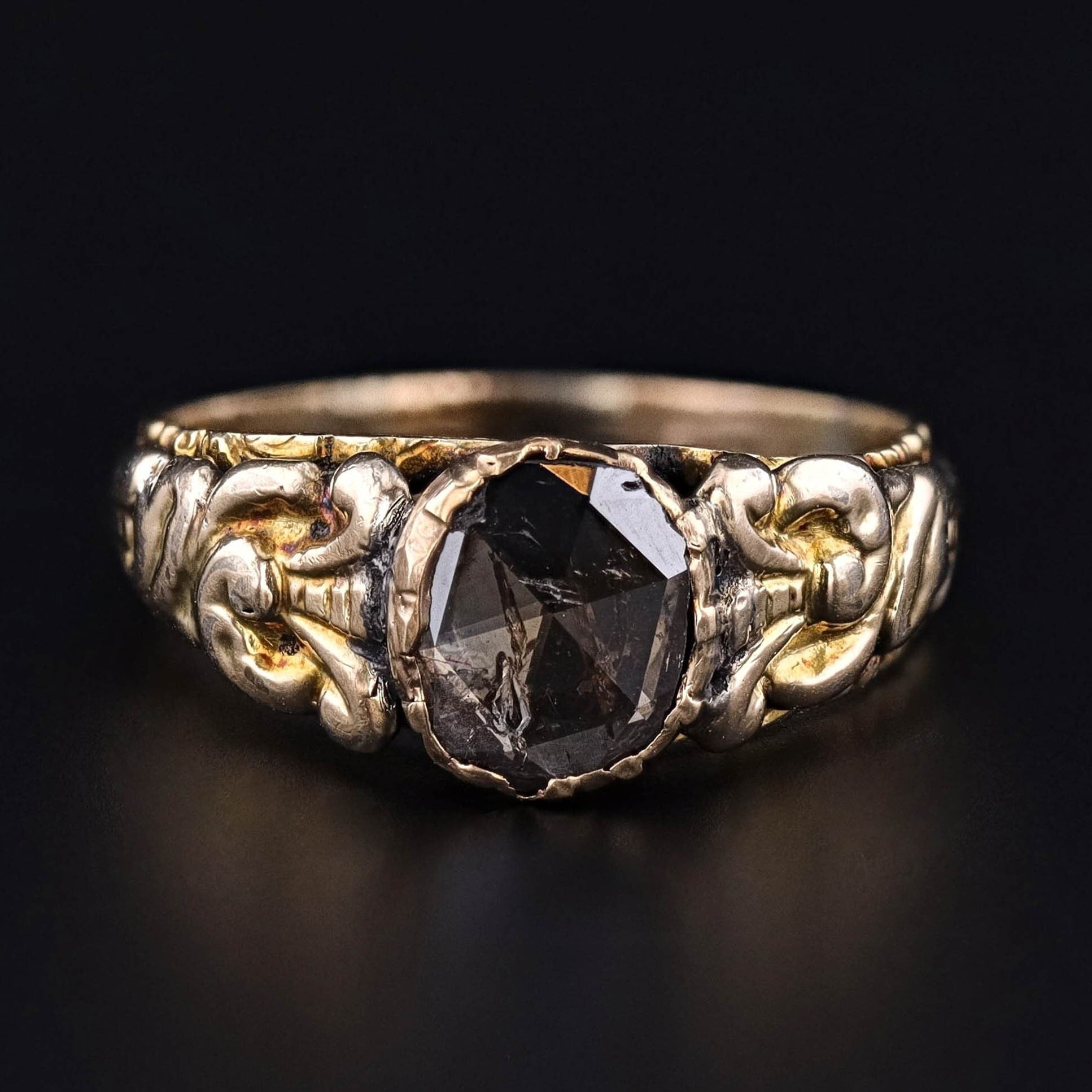 RESERVED for N. - Georgian Rose Cut Diamond Ring of 14k Gold - Trademark Antiques