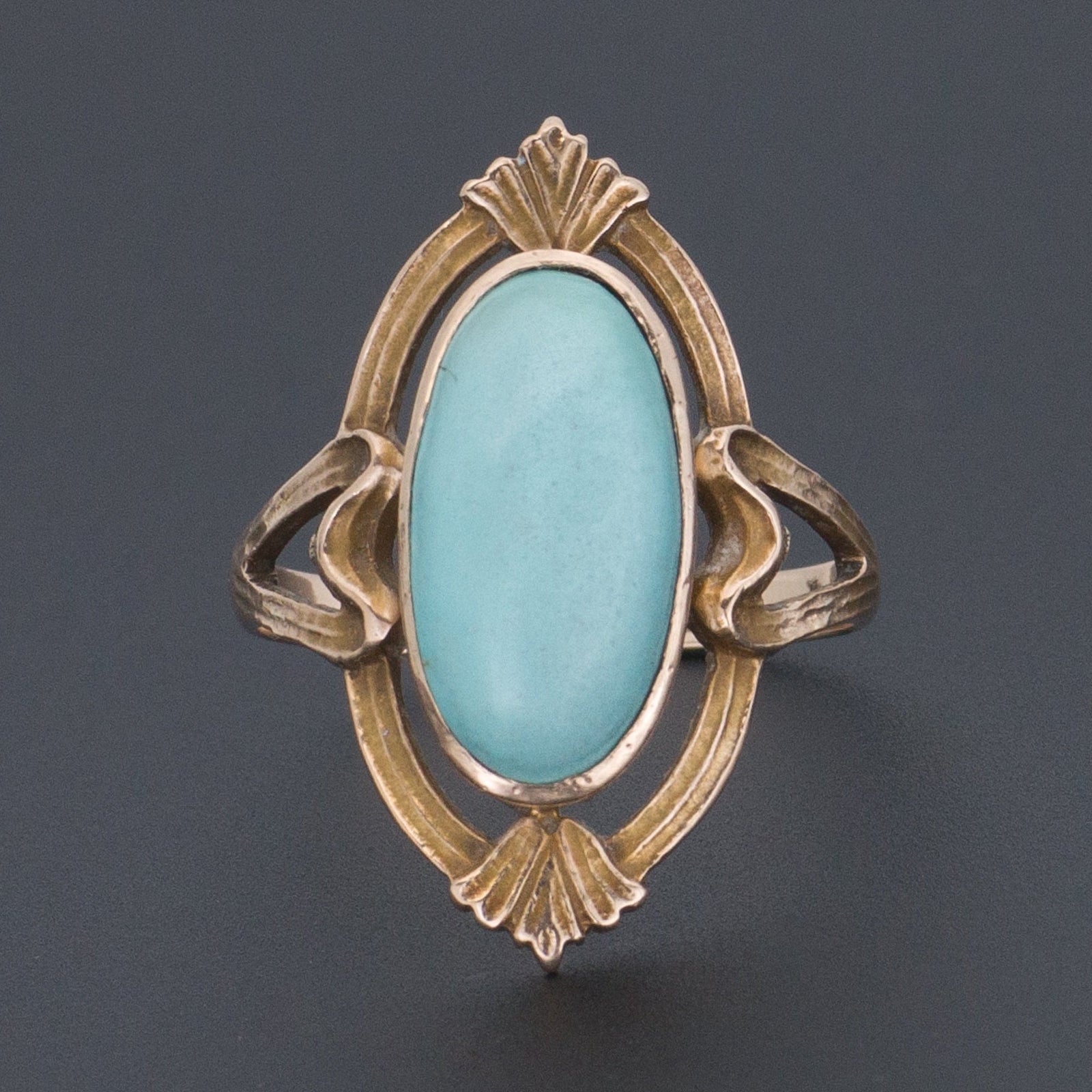 RESERVED for P. Turquoise Ring | 10k Gold Turquoise Ring - Trademark Antiques