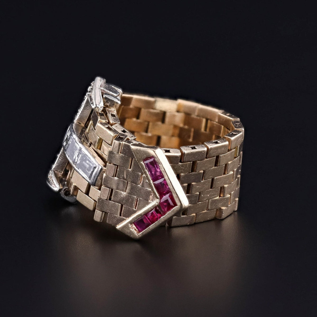 Retro Buckle Ring of 14k Gold - Trademark Antiques