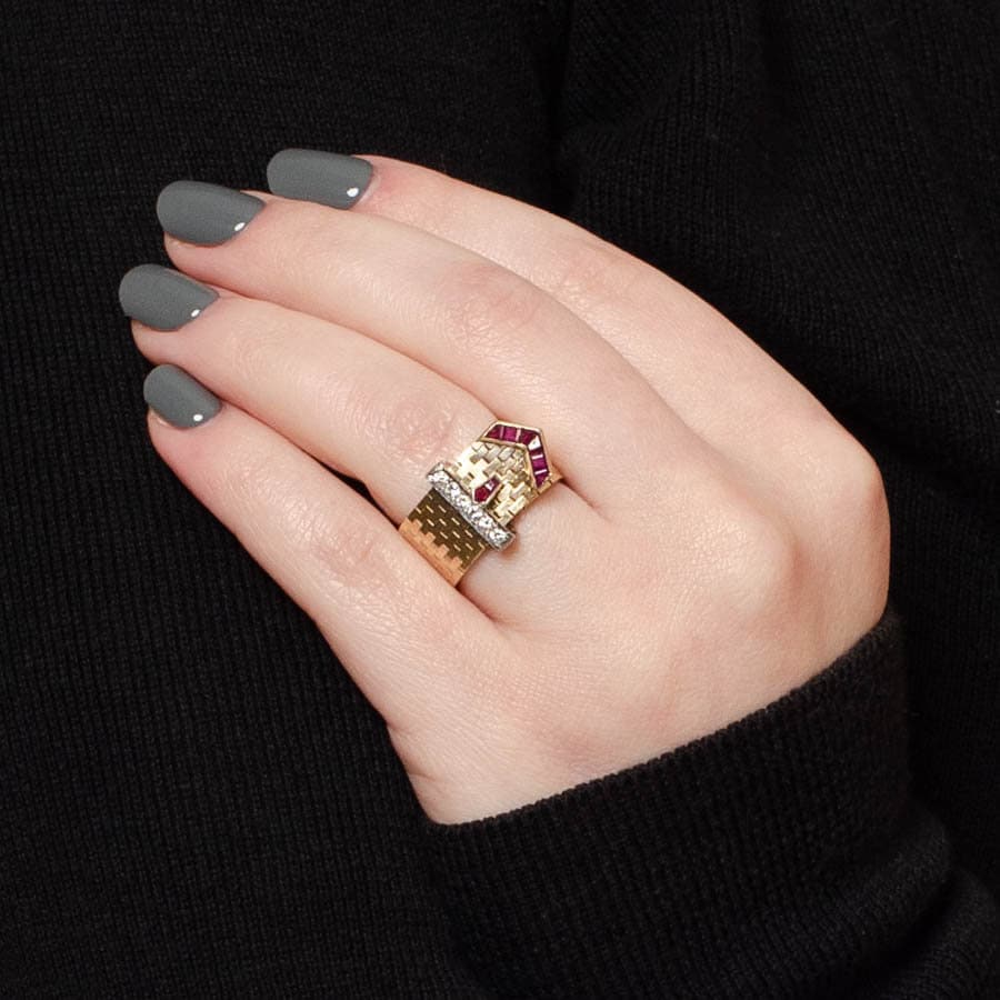 Retro Buckle Ring | Vintage Belt Buckle Ring - Trademark Antiques