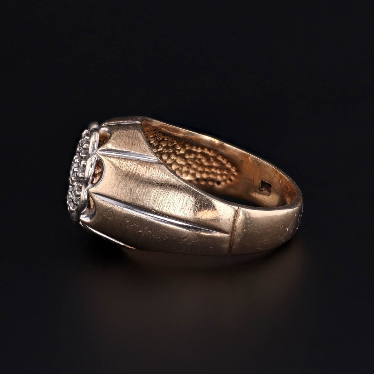 Retro Men's Diamond Cluster Ring of 10k Gold - Trademark Antiques