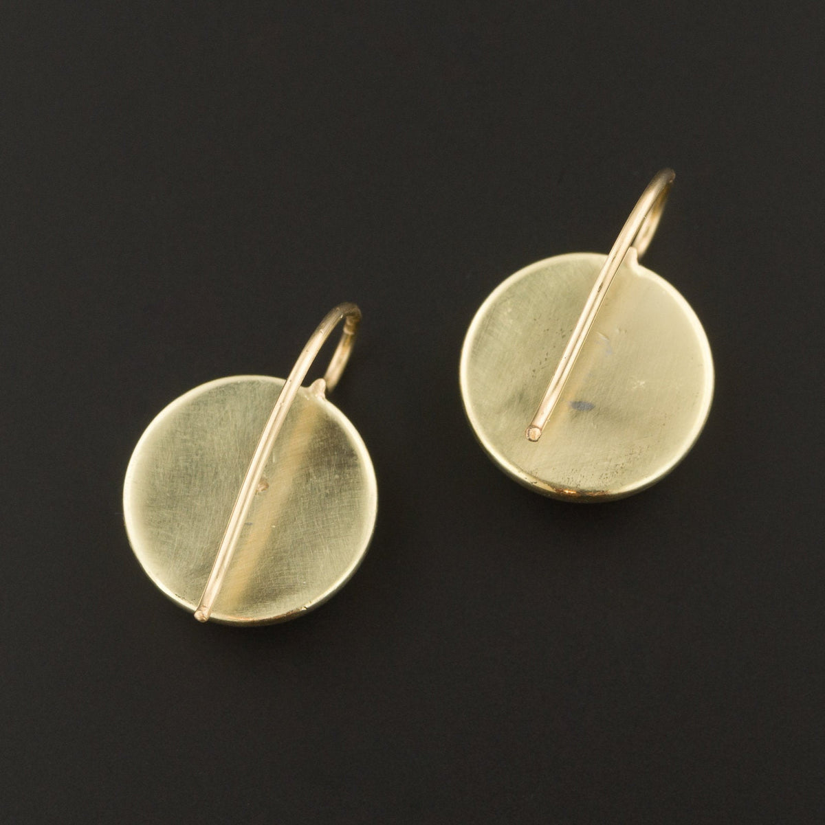 Reverse Painted Crystal Earrings | 14k Gold Earrings - Trademark Antiques