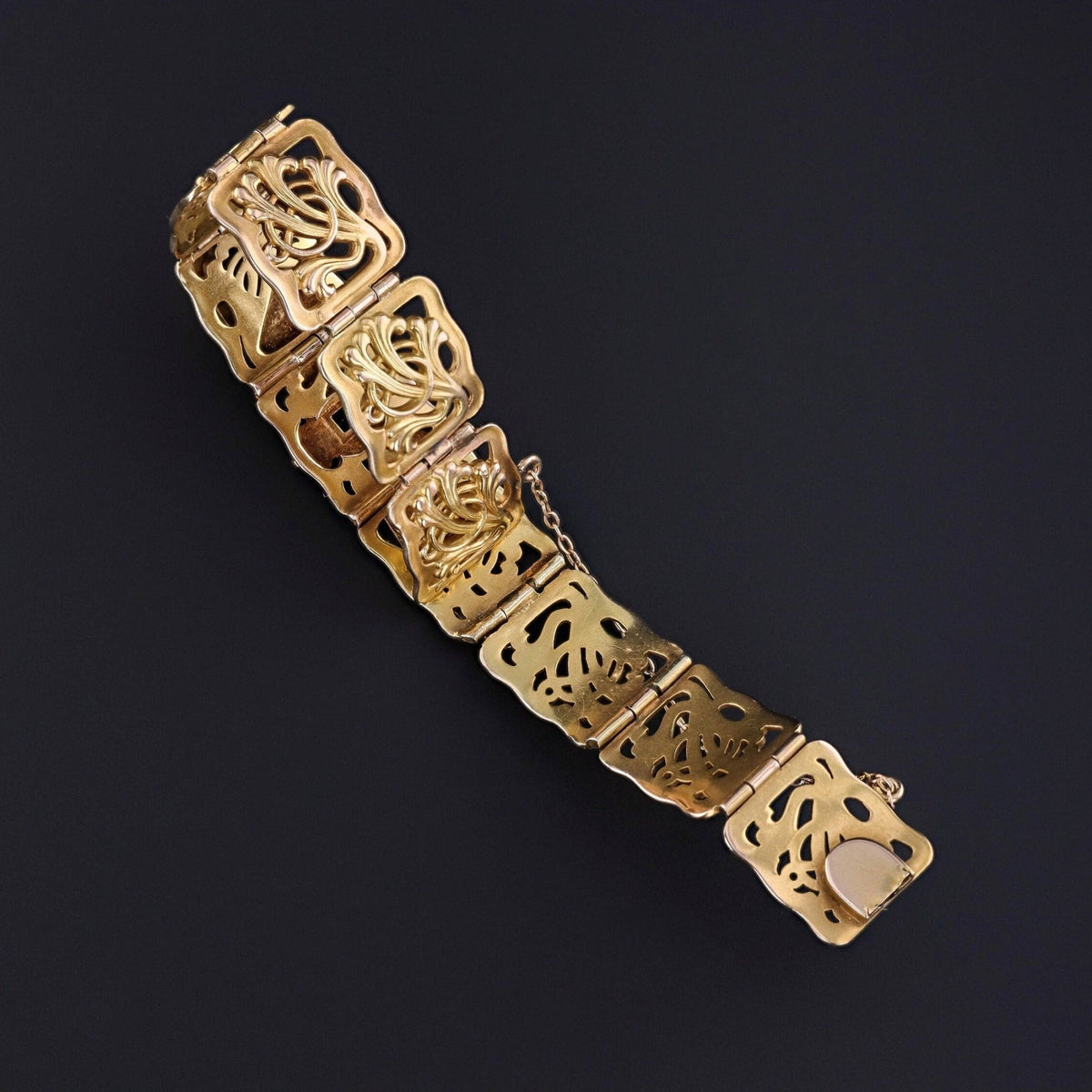 Riker Brothers Art Nouveau Insect Bracelet of 14k Gold - Trademark Antiques