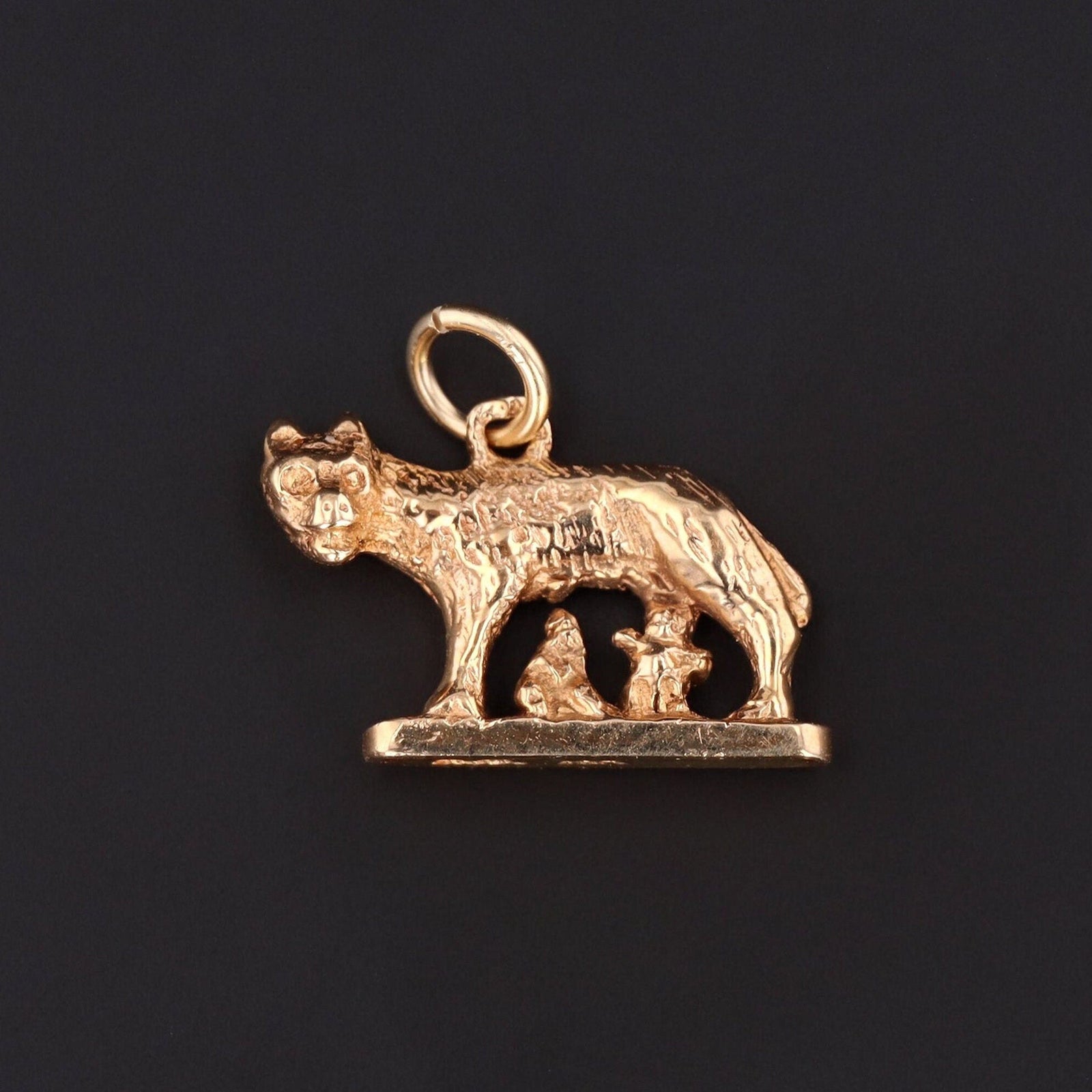 Romulus & Remus Charm | 14k Gold Charm - Trademark Antiques