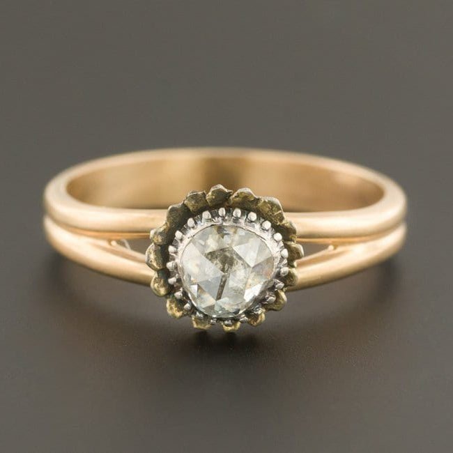 Rose Cut Diamond Ring | Antique Pin Conversion Ring - Trademark Antiques