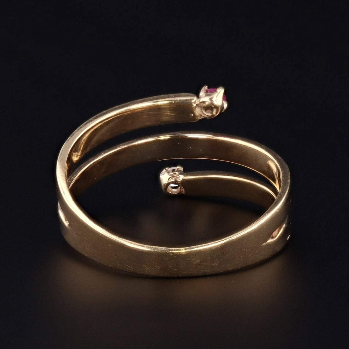Ruby and Diamond Ring | 14k Gold Wrap Around Ring - Trademark Antiques