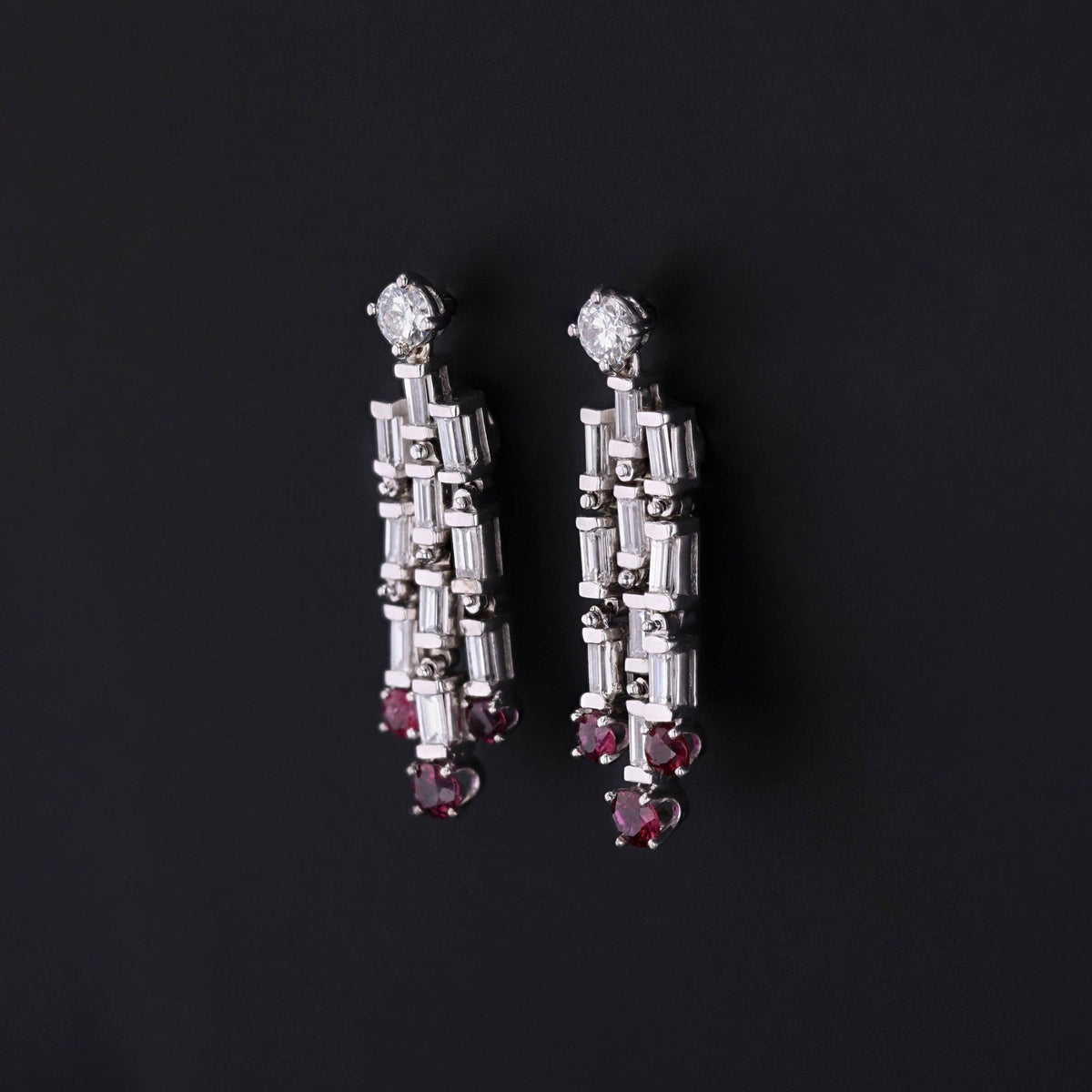 Ruby &amp; Diamond Earrings | Vintage Earrings - Trademark Antiques