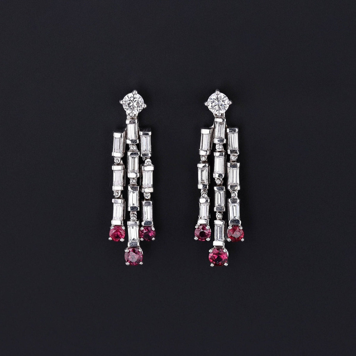 Ruby &amp; Diamond Earrings | Vintage Earrings - Trademark Antiques