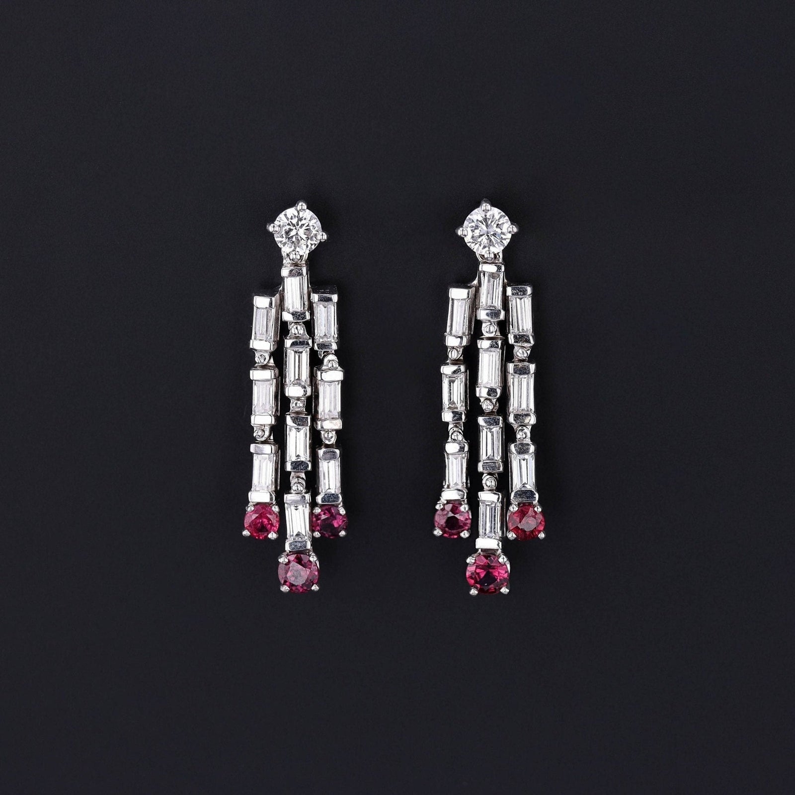Ruby & Diamond Earrings | Vintage Earrings - Trademark Antiques