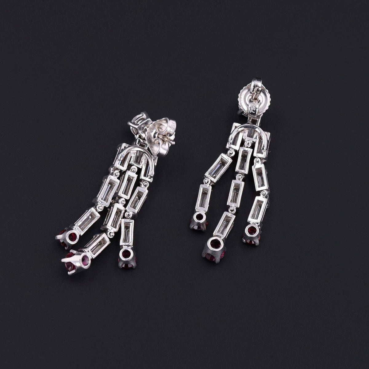 Ruby &amp; Diamond Earrings | Vintage Earrings - Trademark Antiques