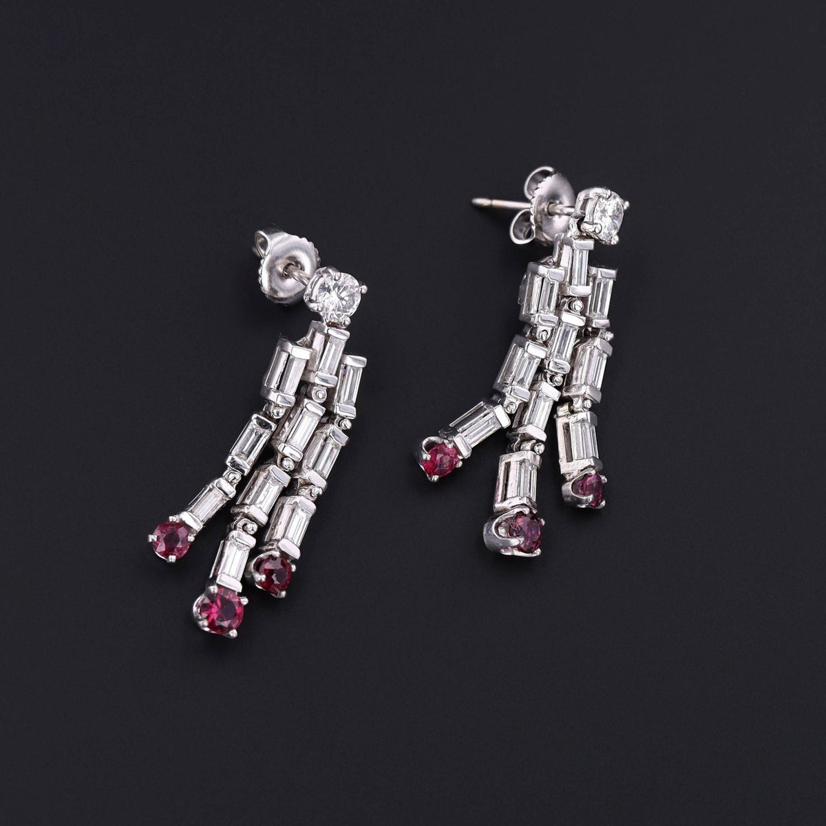 Ruby &amp; Diamond Earrings | Vintage Earrings - Trademark Antiques