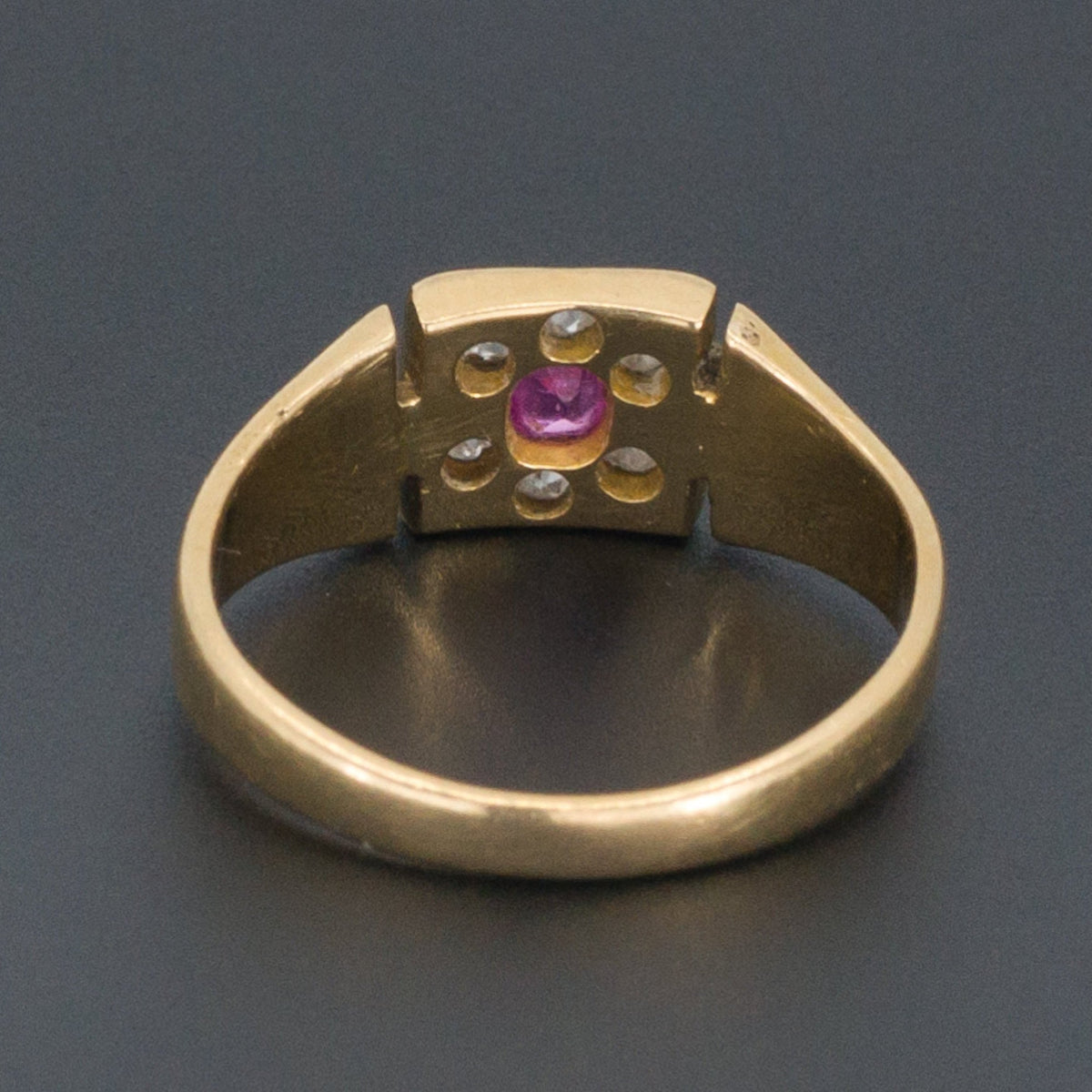 Ruby &amp; Diamond Flower Ring | Antique Ring - Trademark Antiques