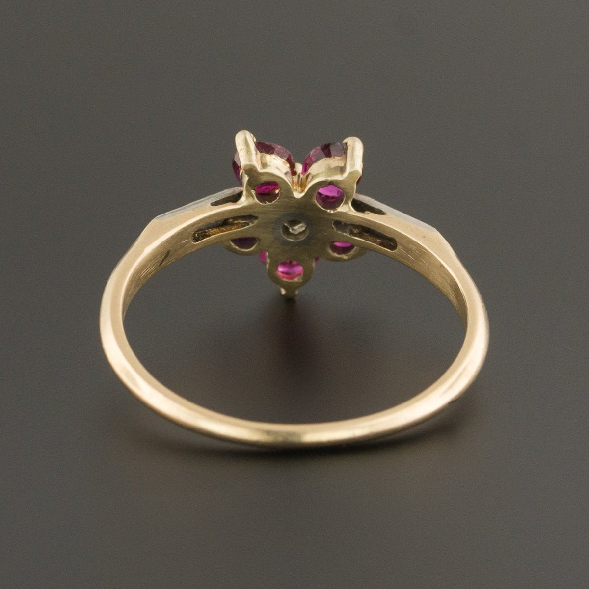 Ruby &amp; Diamond Flower Ring | Ruby Ring - Trademark Antiques