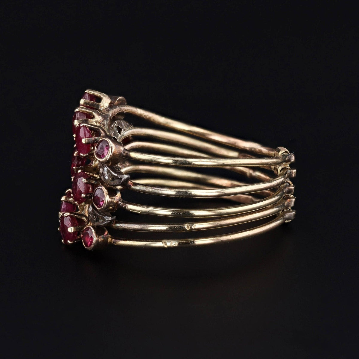 Ruby &amp; Diamond Harem Ring | 14k Gold Ring - Trademark Antiques