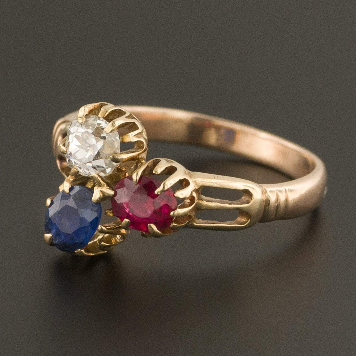 Ruby Sapphire &amp; Diamond Ring | Antique Ring - Trademark Antiques