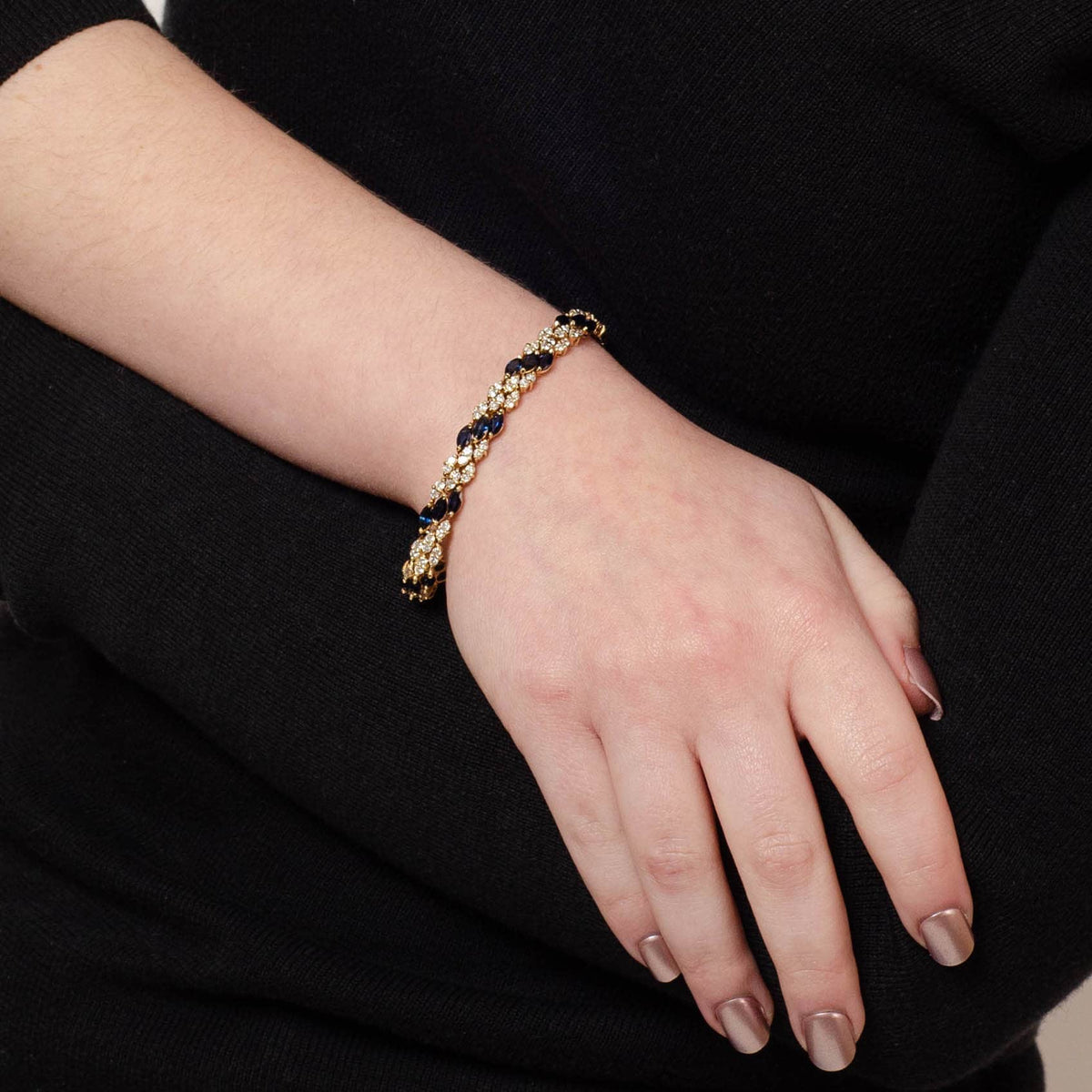 Sapphire Bracelet | 14k Gold, Sapphire &amp; Diamond Bracelet - Trademark Antiques
