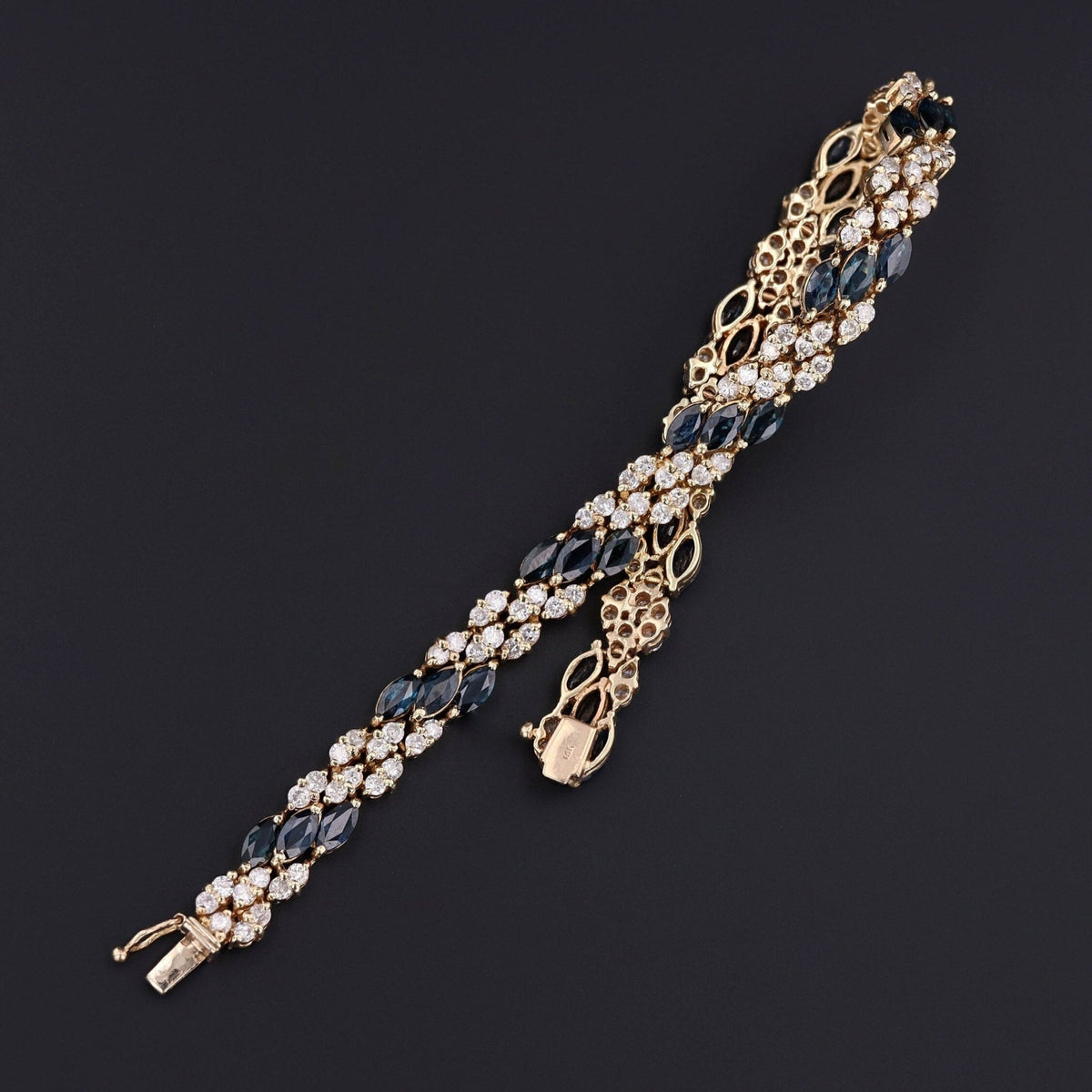 Sapphire Bracelet | 14k Gold, Sapphire &amp; Diamond Bracelet - Trademark Antiques