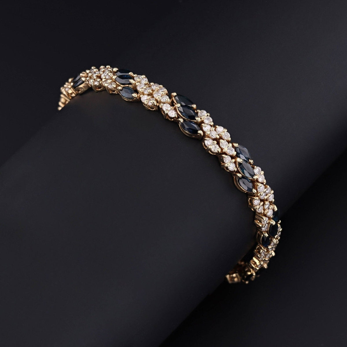 Sapphire Bracelet | 14k Gold, Sapphire &amp; Diamond Bracelet - Trademark Antiques