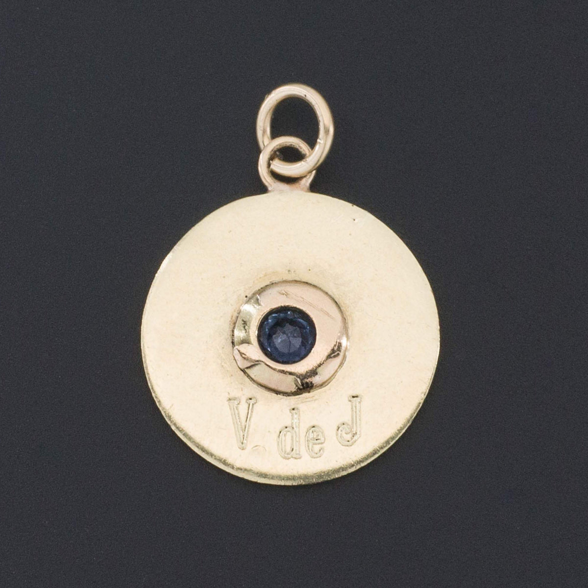 Sapphire Charm | 14k Gold Enamel &amp; Sapphire Charm - Trademark Antiques