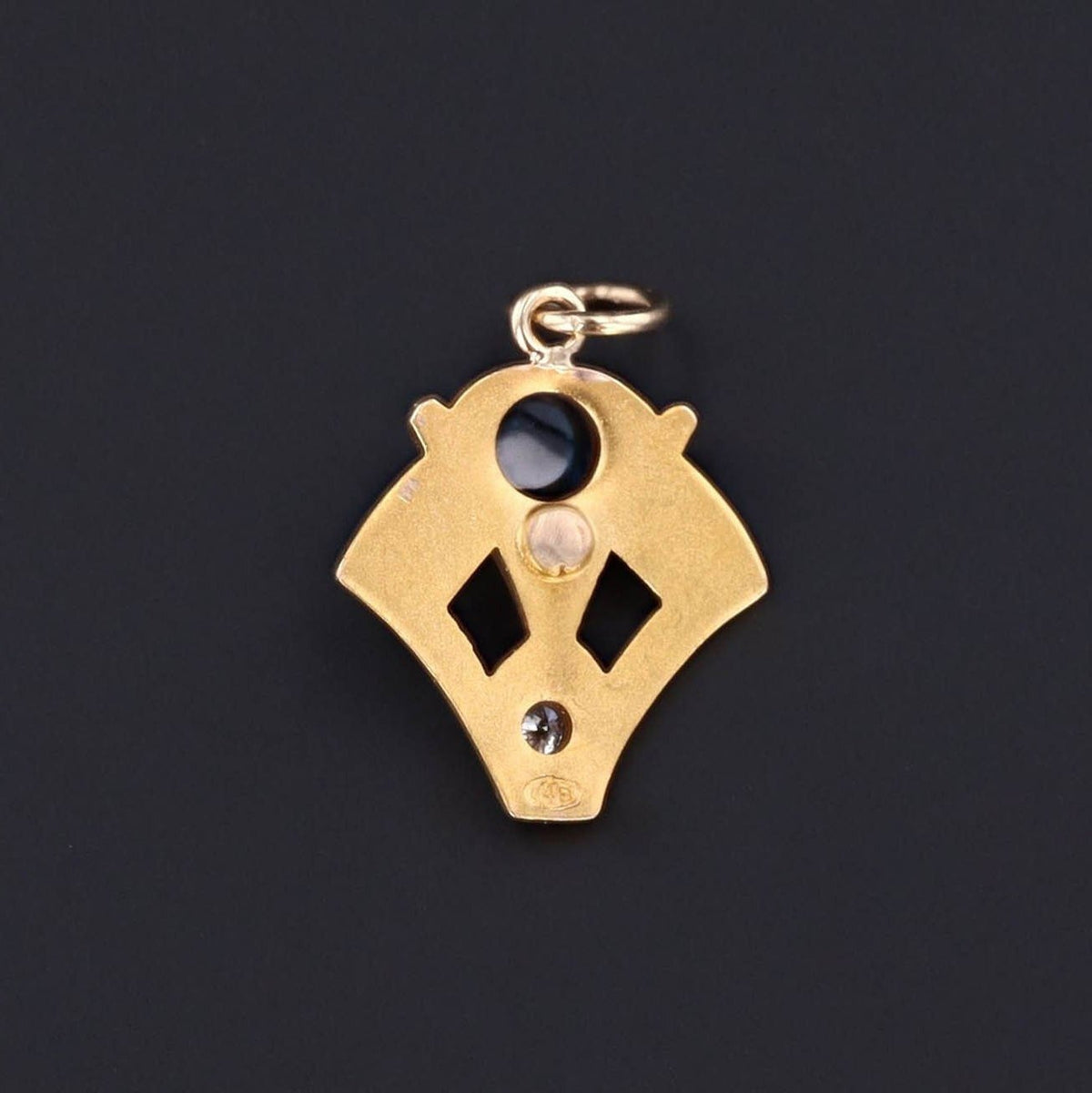 Sapphire &amp; Diamond Charm | 14k Gold Charm - Trademark Antiques