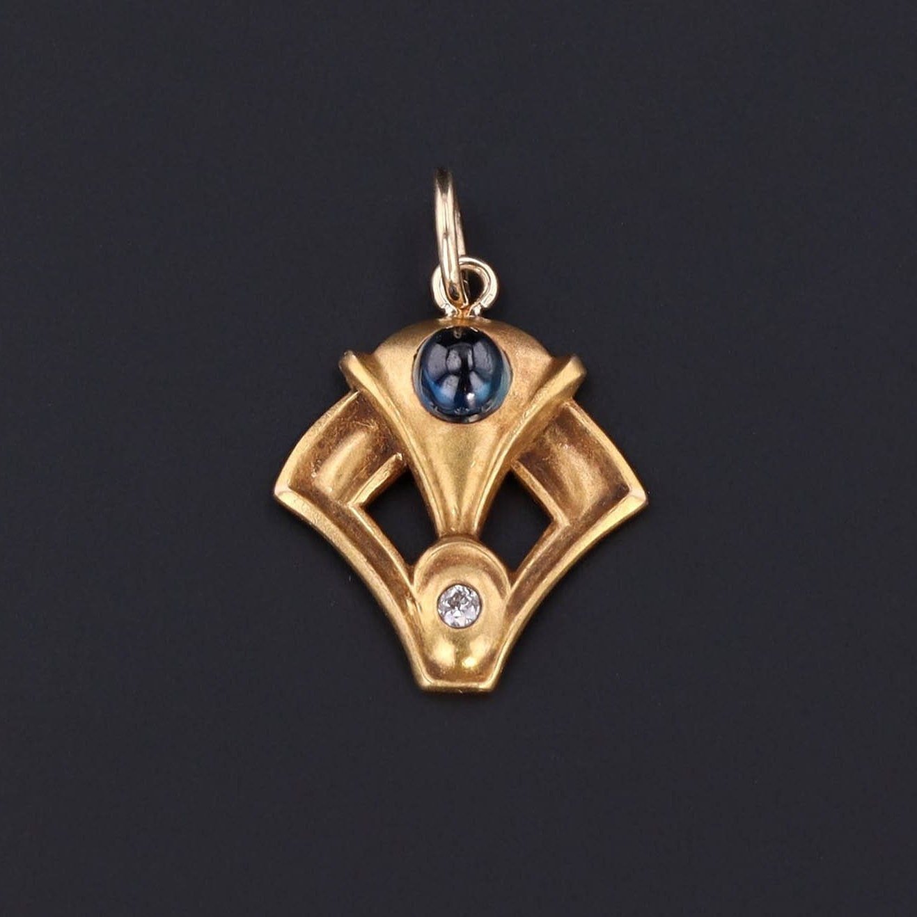 Sapphire & Diamond Charm | 14k Gold Charm - Trademark Antiques