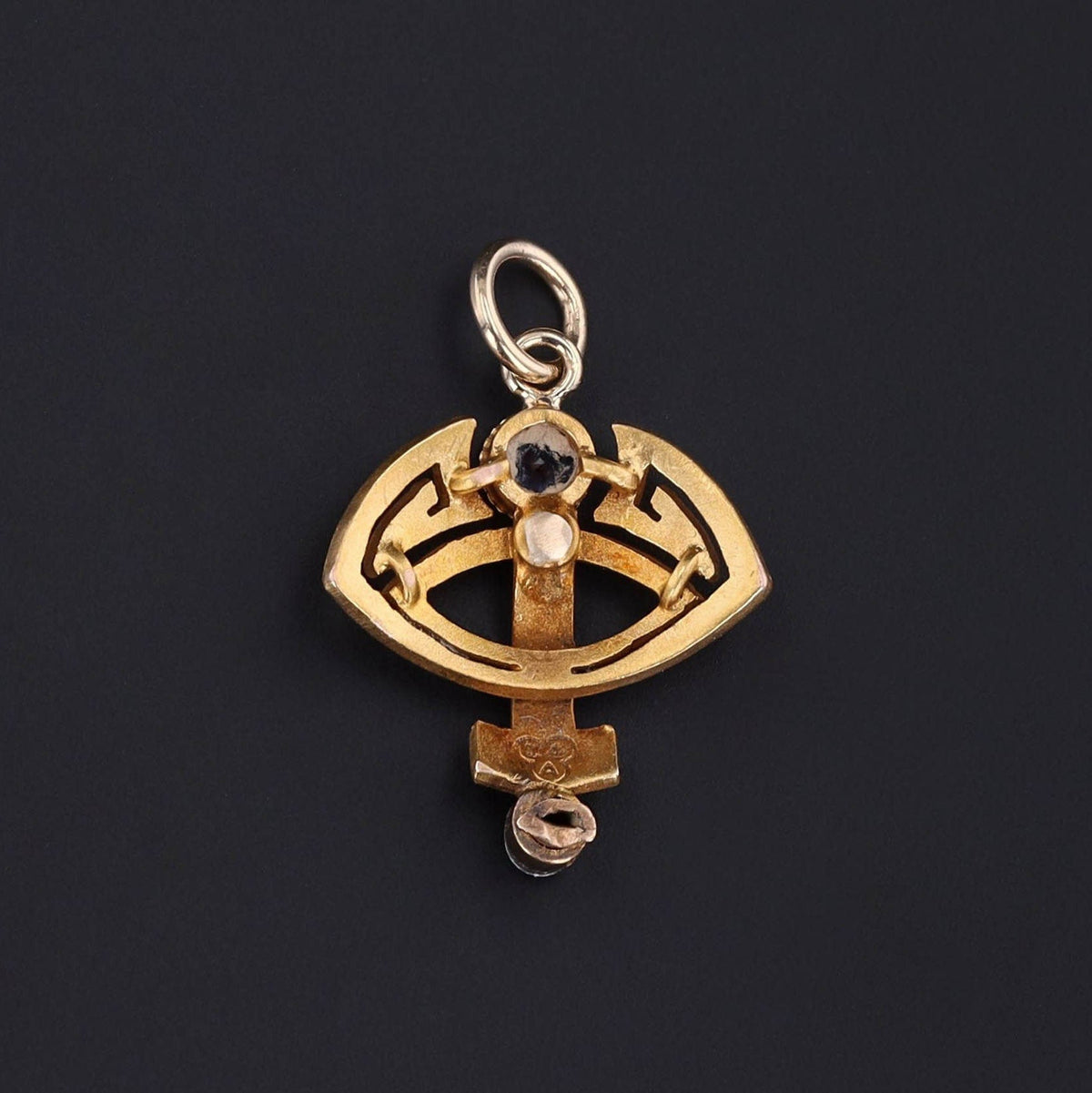 Sapphire &amp; Diamond Charm | 14k Gold Charm - Trademark Antiques