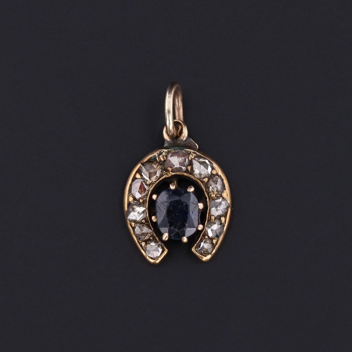 Sapphire &amp; Diamond Horseshoe Pendant | Antique Pin Conversion - Trademark Antiques