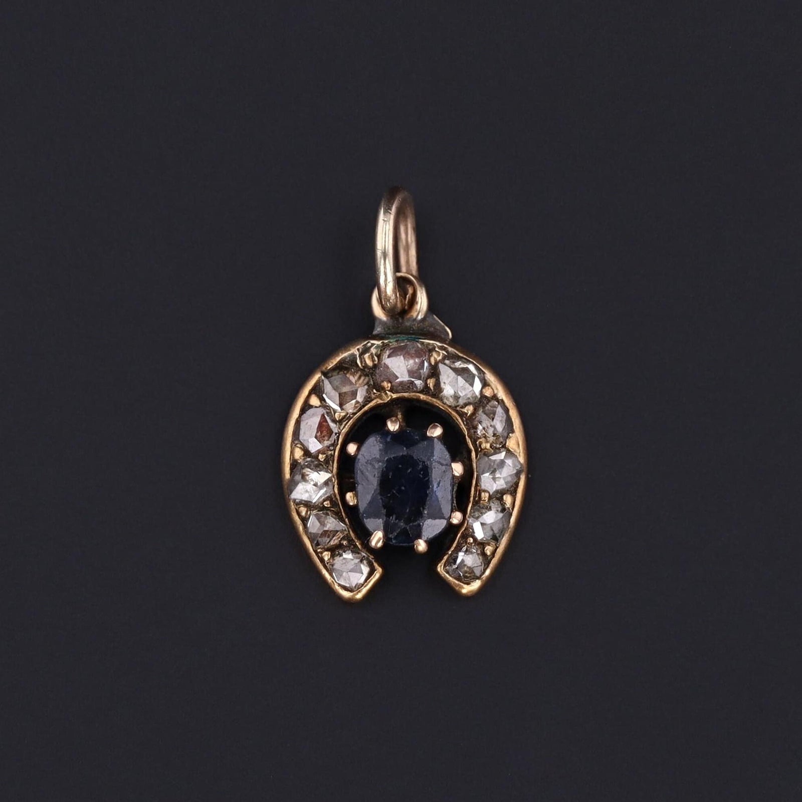 Sapphire & Diamond Horseshoe Pendant | Antique Pin Conversion - Trademark Antiques
