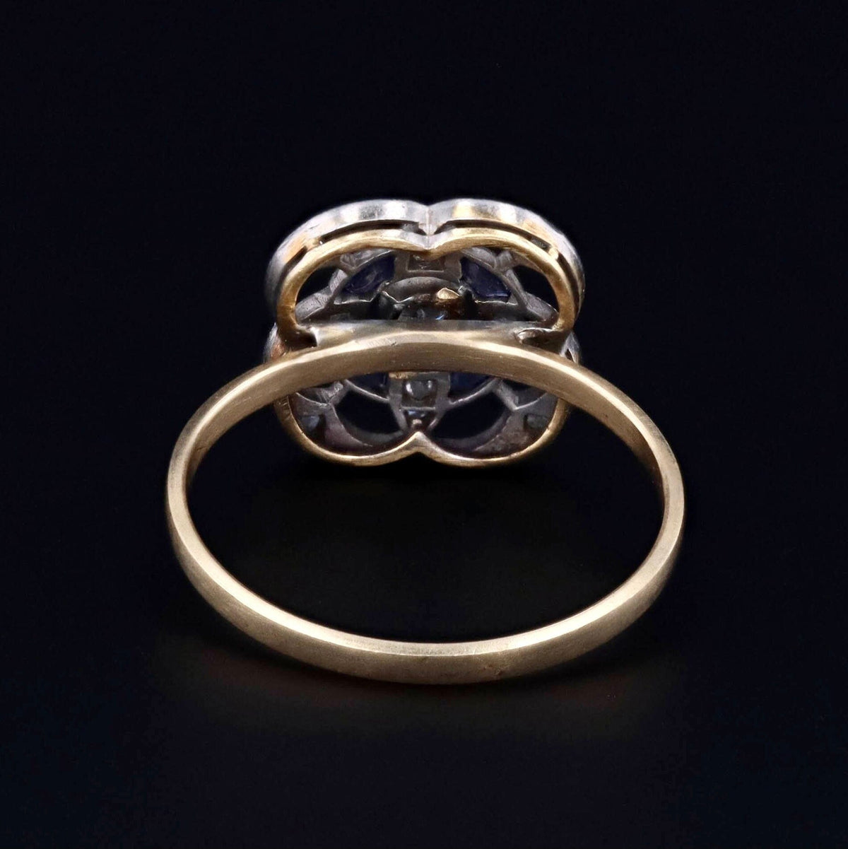 Sapphire &amp; Diamond Ring | Antique Pin Conversion Ring - Trademark Antiques