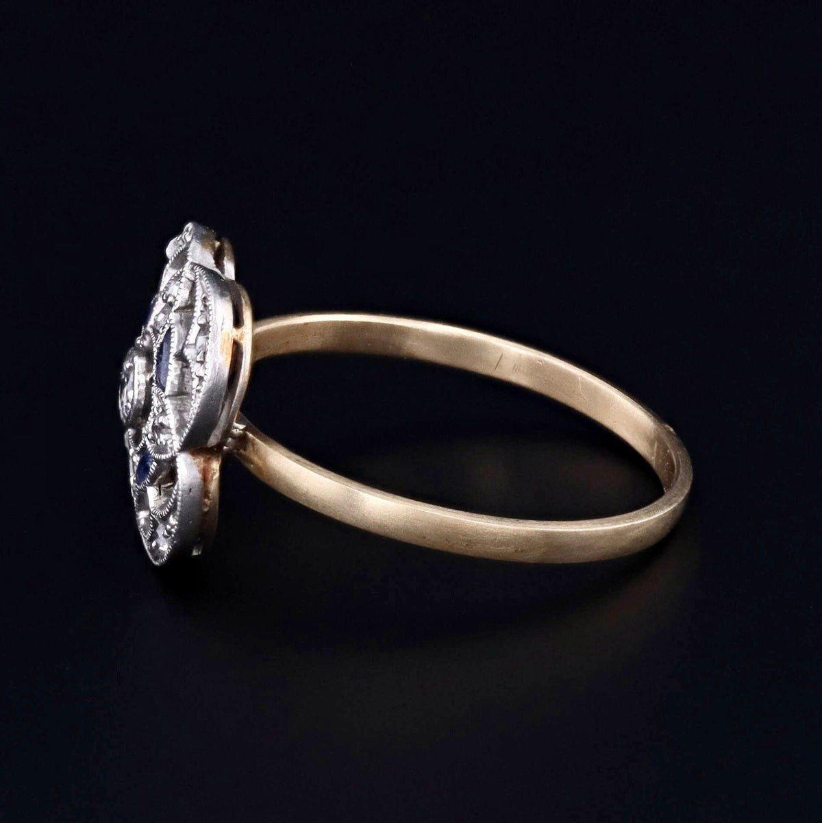 Sapphire &amp; Diamond Ring | Antique Pin Conversion Ring - Trademark Antiques
