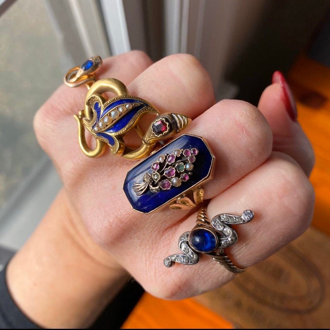 Sapphire &amp; Diamond Ring | Antique Ring - Trademark Antiques